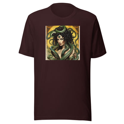 Enchanting Medusa Men's Mythology T-Shirt Oxblood Black