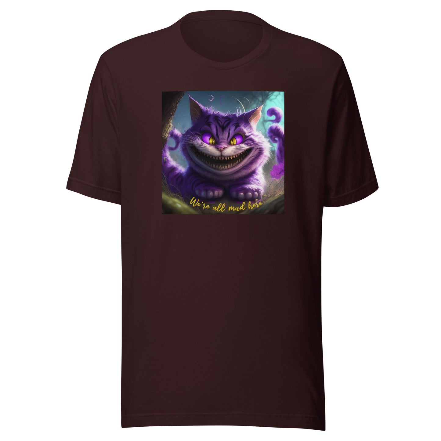 We're All Mad Here Cheshire Cat Men's T-Shirt Oxblood Black