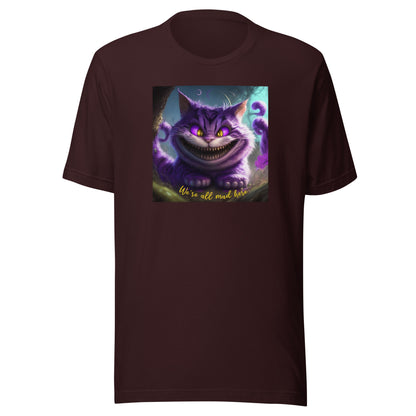 We're All Mad Here Cheshire Cat Men's T-Shirt Oxblood Black