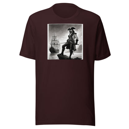 Captain Hook on the High Seas Men's Fairy Tale T-Shirt Oxblood Black