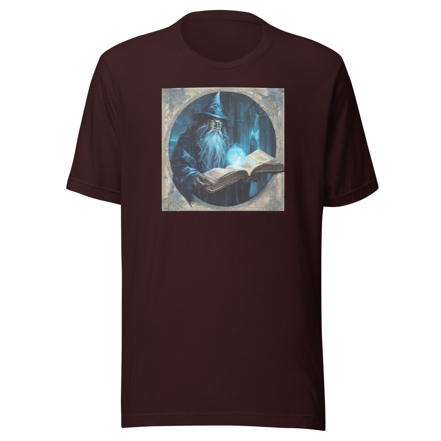 Wizard with Spell Book Men's T-Shirt Oxblood Black