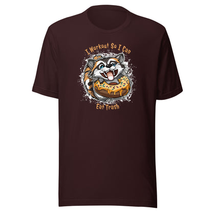 Raccoon Workout Men's Funny T-Shirt Oxblood Black