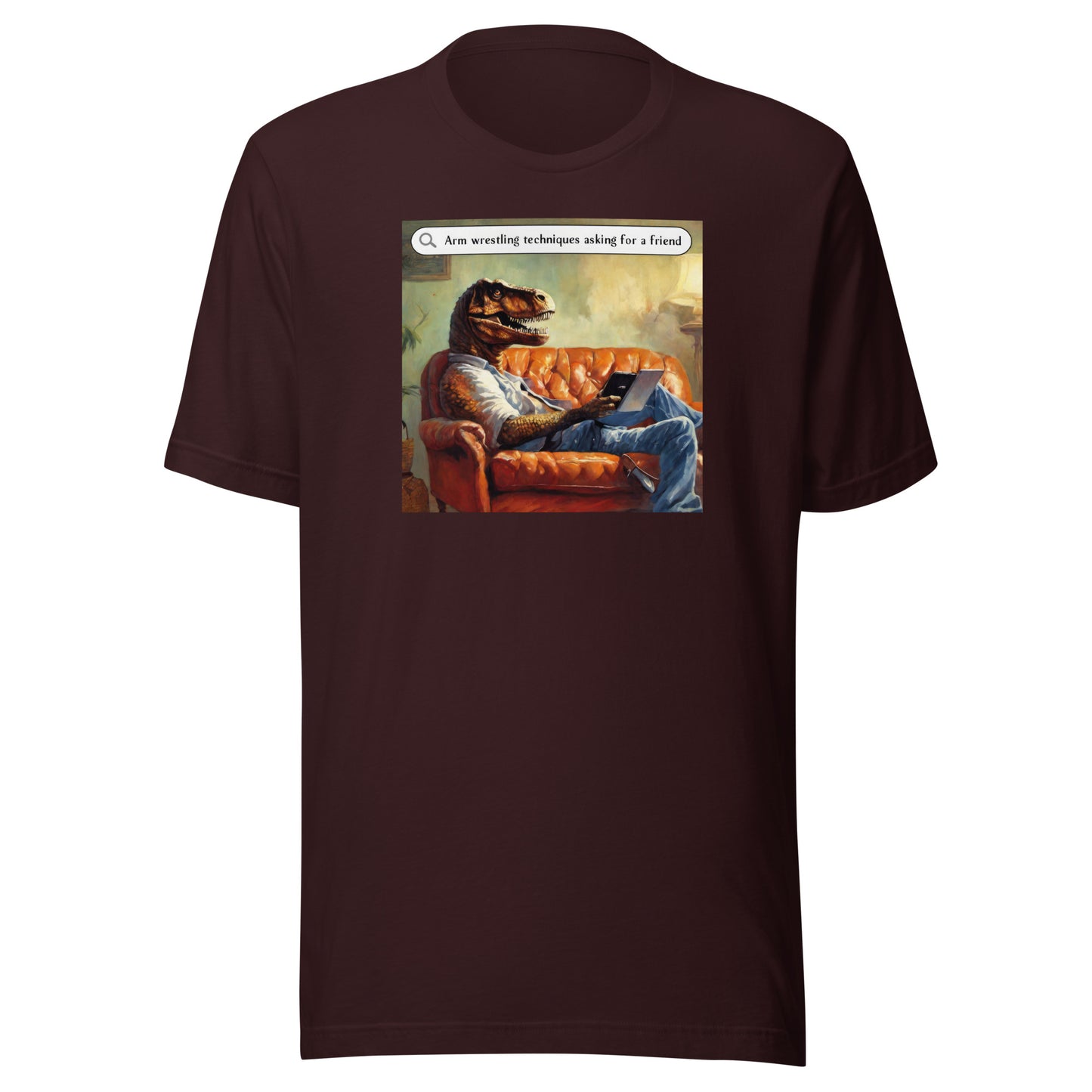 T-Rex Arm Wresting Technique Men's Funny T-Shirt Oxblood Black