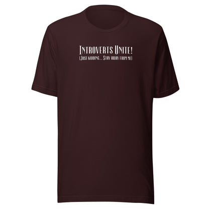 Introverts Unite Men's Funny T-Shirt Oxblood Black