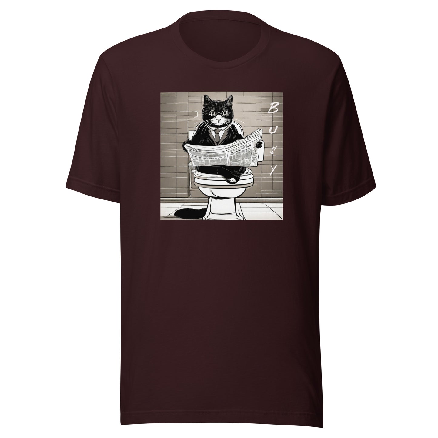 Busy Cat Men's Funny T-Shirt Oxblood Black