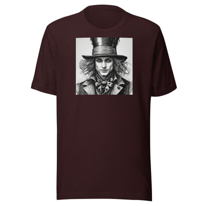 Serenely Eccentric Mad Hatter Men's T-Shirt Oxblood Black