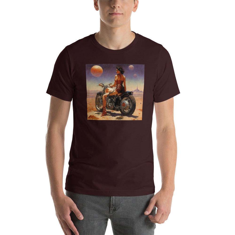 Biker Babe in Space Men's Sci-Fi T-Shirt