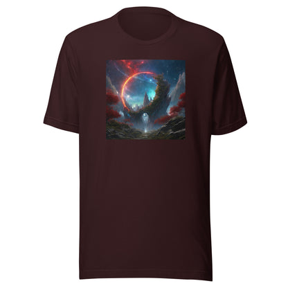 Ring of Fire Futuristic Landscape Men's Graphic Tee Oxblood Black