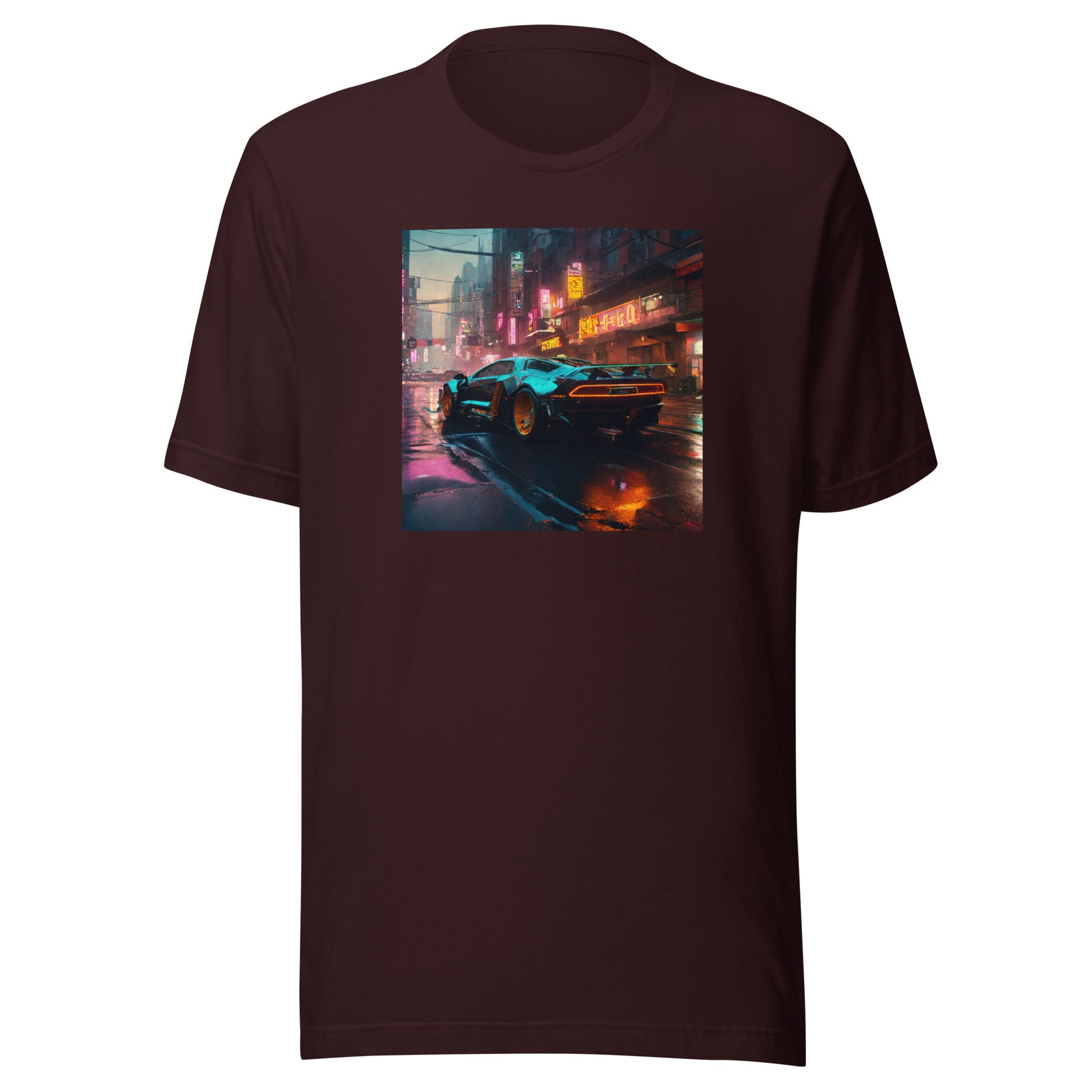 Cyberpunk Car Men's Futuristic T-Shirt Oxblood Black