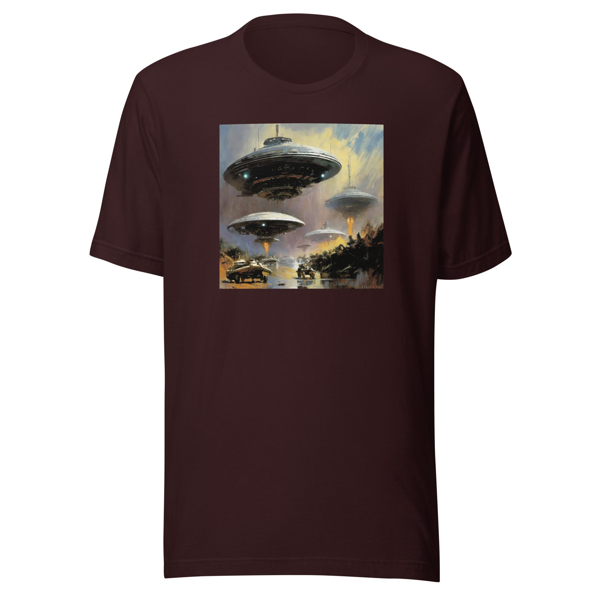 Alien Invasion Men's Graphic Tee Oxblood Black