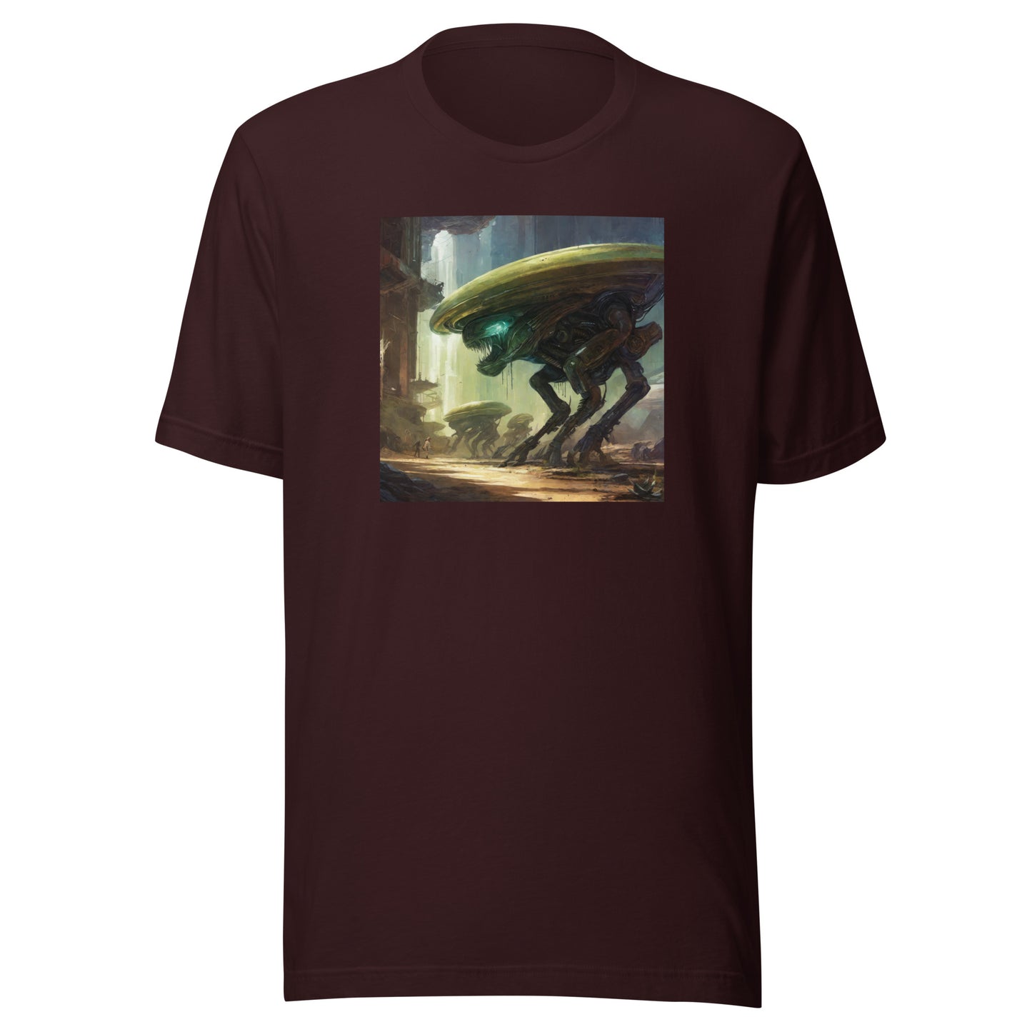 Interstellar Aggression Men's Sci-Fi Tee Oxblood Black