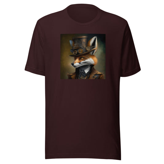 Gears & Genius Steampunk Fox Men's T-Shirt Oxblood Black