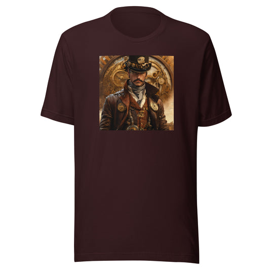 Brass and Copper Cowboy Men's Steampunk T-Shirt Oxblood Black