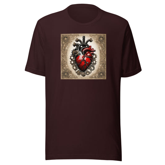 Gears Make My Blood Pump Men's Steampunk T-Shirt Oxblood Black