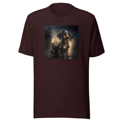 Pump Powered Pooch Men's Steampunk T-Shirt Oxblood Black