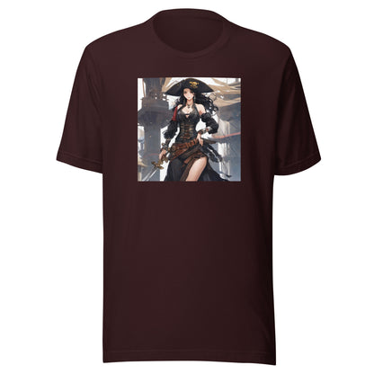 Anime Pirate Queen Men's Graphic Tee Oxblood Black