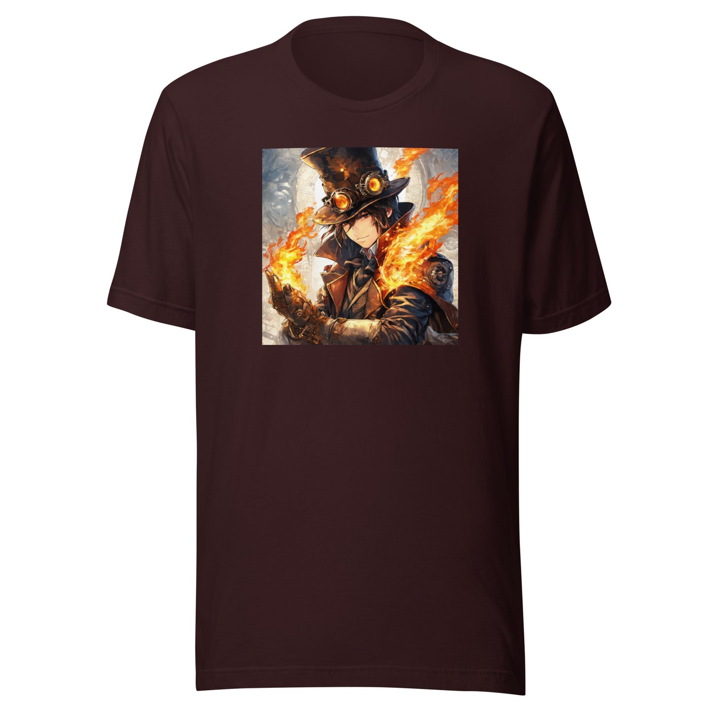 Steampunk Firebender Men's Anime T-Shirt Oxblood Black