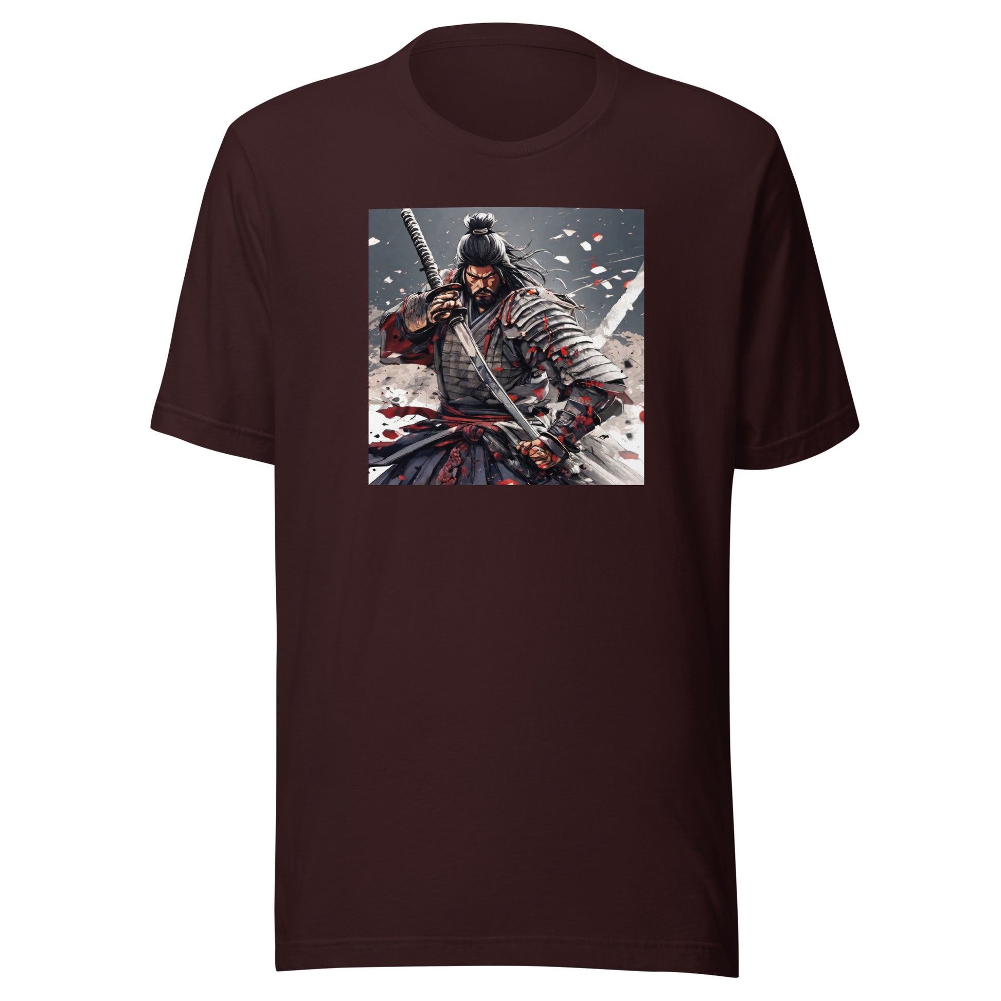 Fierce Samurai Men's Anime T-Shirt Oxblood Black