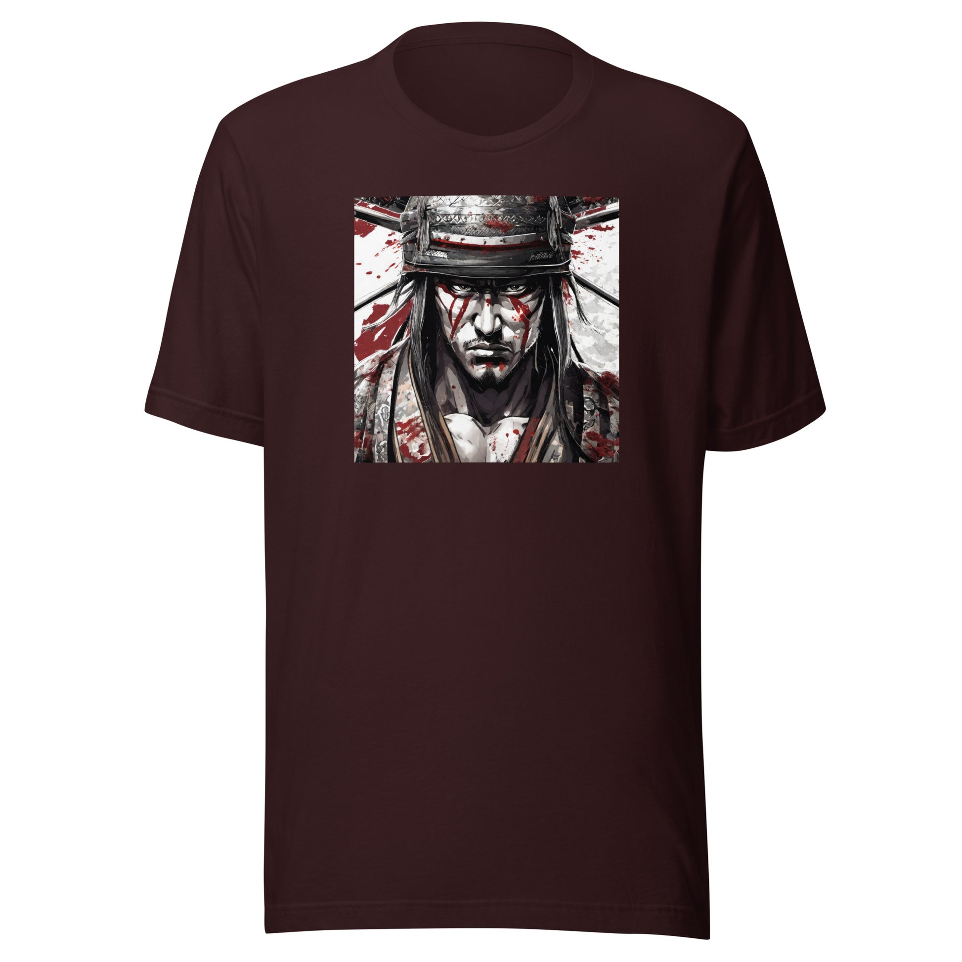 Battle-Worn Warrior Men's Anime T-Shirt Oxblood Black