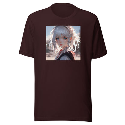 Sun-kissed Gaze Men's Anime Girl T-Shirt Oxblood Black