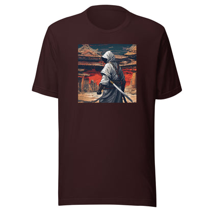 Shadowy Samurai Men's Anime T-Shirt Oxblood Black