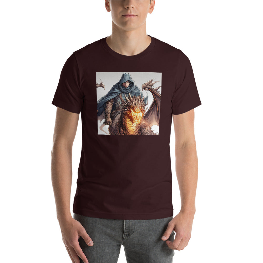 Hooded Knight, Fiery Dragon Men's Anime T-Shirt