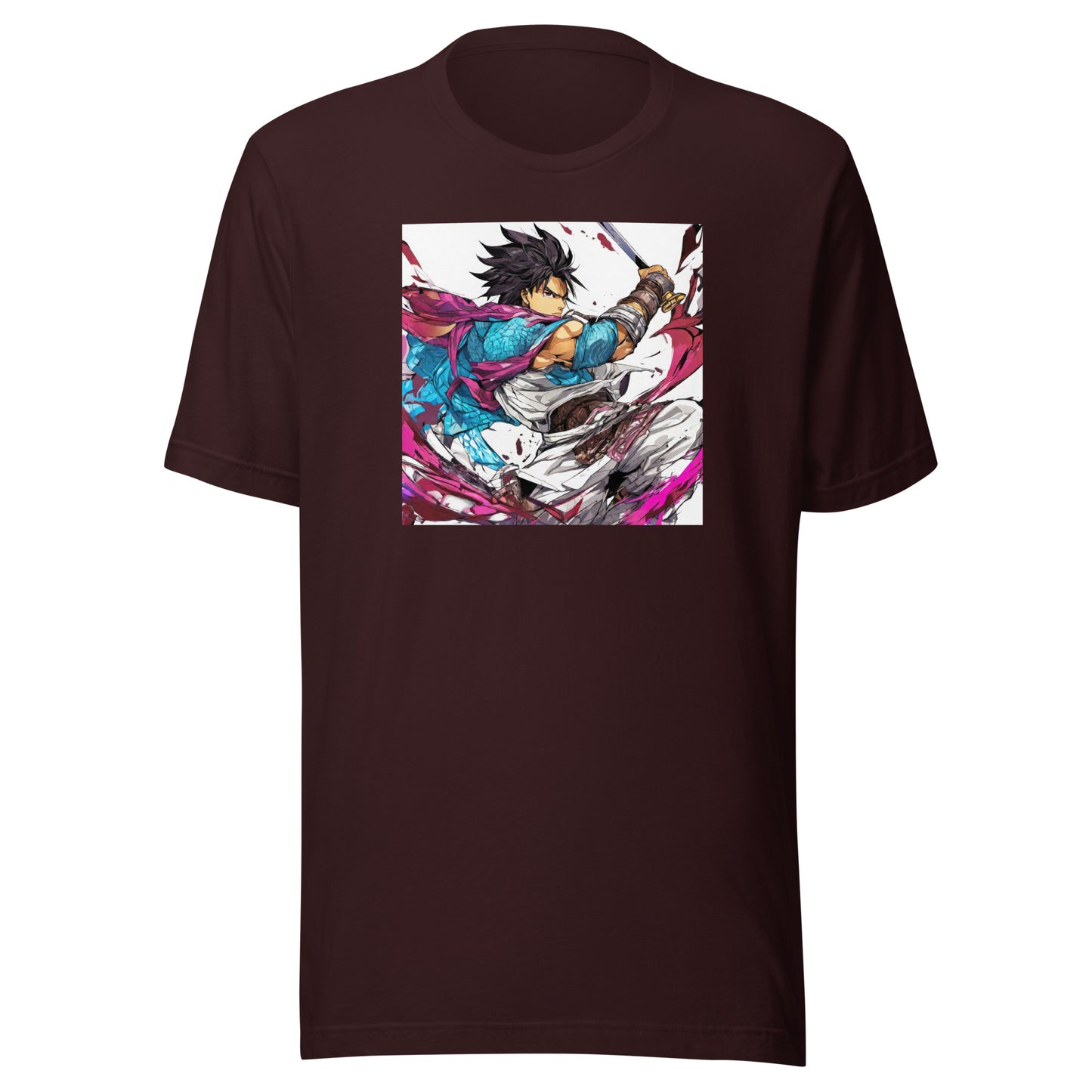 Mighty Fighter Men's Anime T-Shirt Oxblood Black