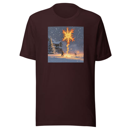 Fire from Ice Snowflake Men's Anime T-Shirt Oxblood Black