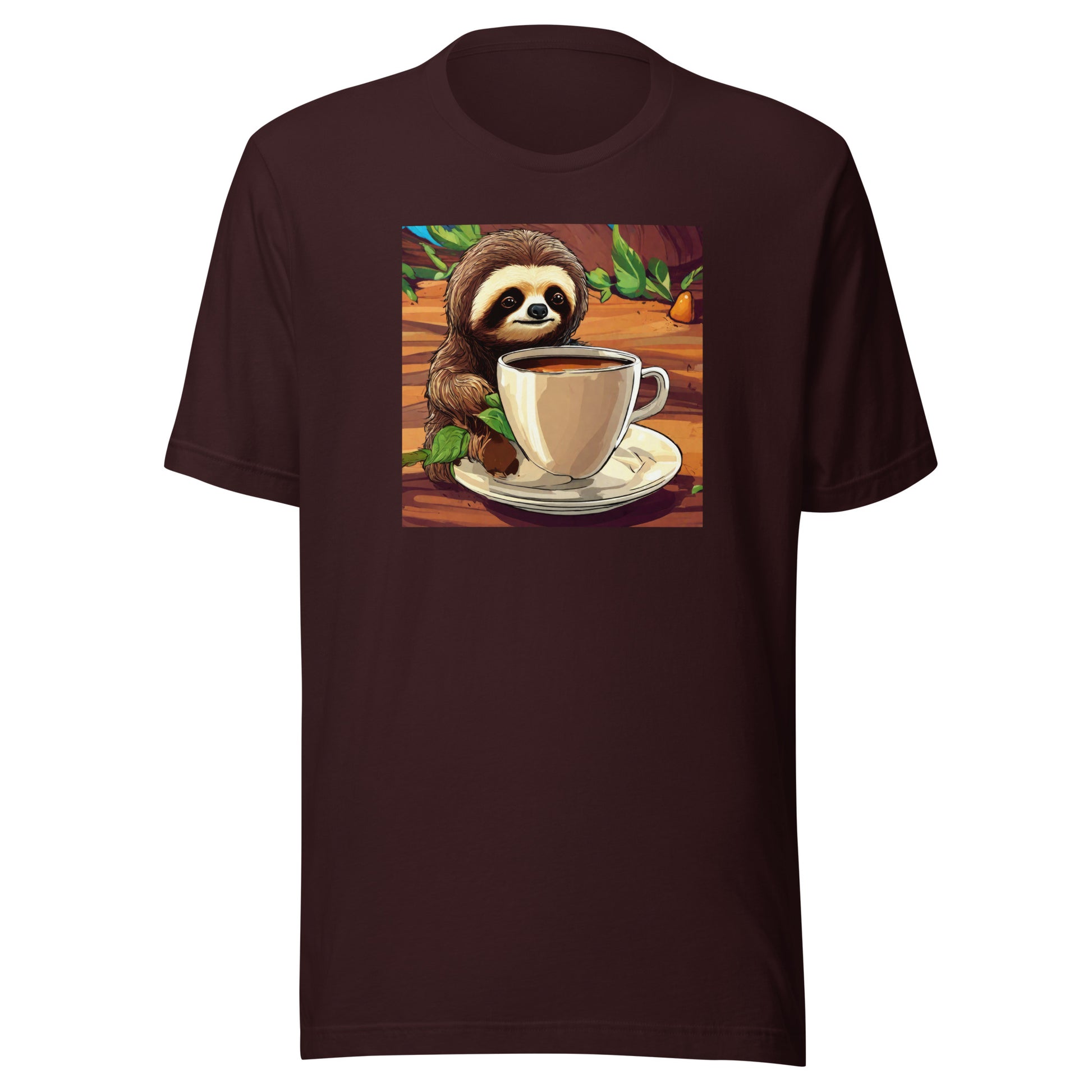 Slow Morning Men's Funny Sloth T-Shirt Oxblood Black