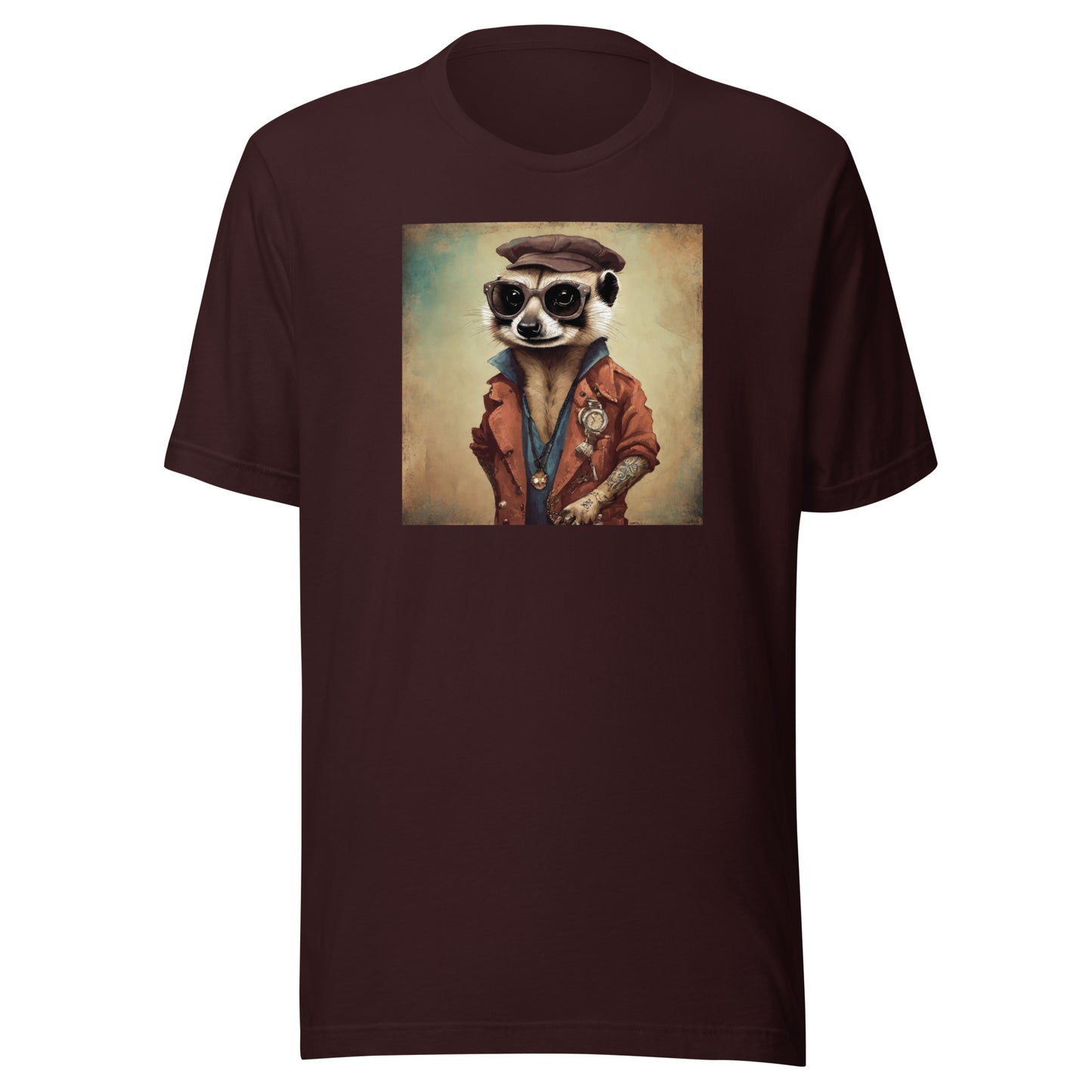 Hipster Ferret with Tattoos Men's Funny T-Shirt Oxblood Black