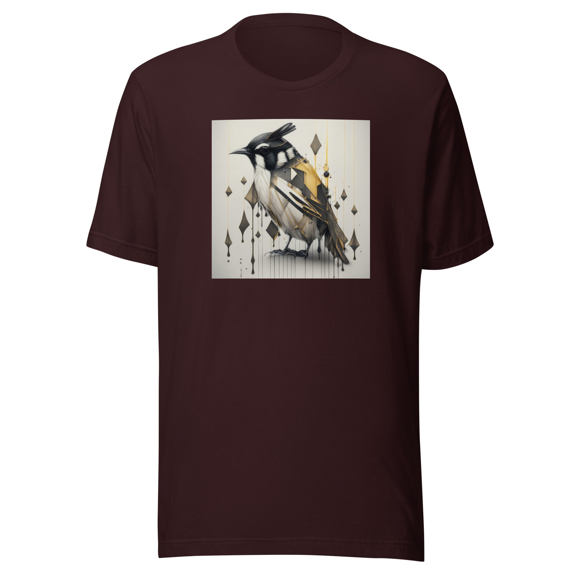 Geometric Chickadee Bird Men's Graphic Tee Oxblood Black