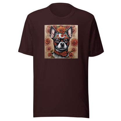 Day of the Dead Chihuahua Men's Dog Lover T-Shirt Oxblood Black