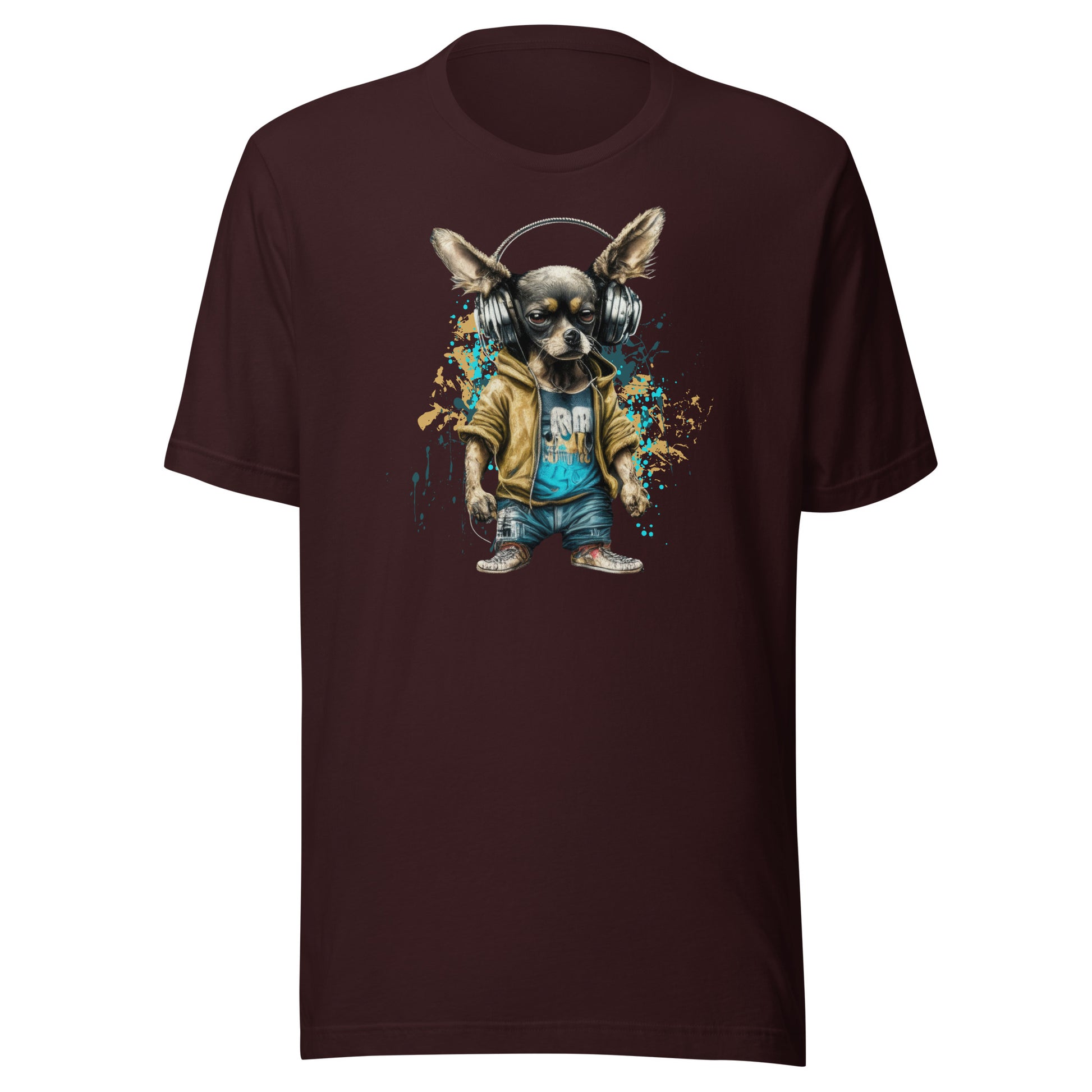 Cool Beats Chihuahua Men's Animal T-Shirt Oxblood Black