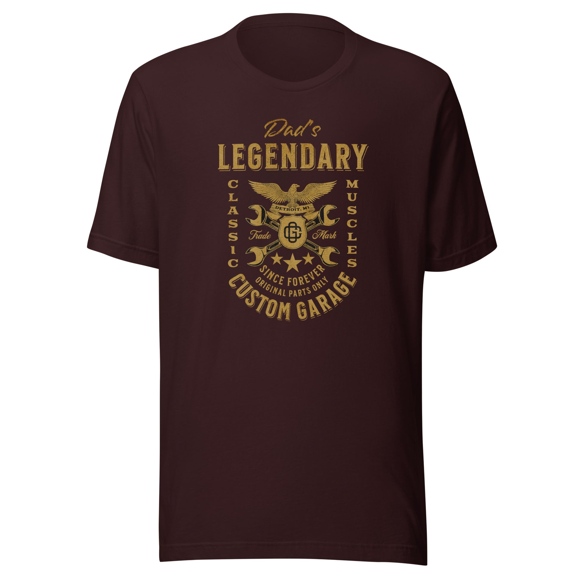 Dad's Legendary Custom Garage T-Shirt Gift for Dad Oxblood Black