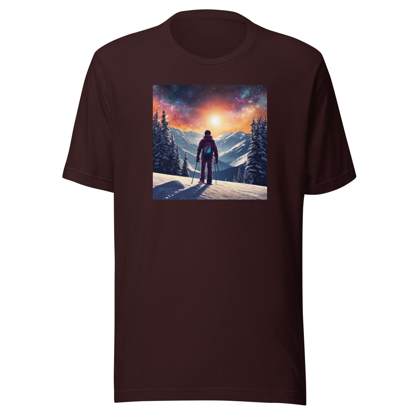 Peak of the Mountain Men's Skiing T-Shirt Oxblood Black