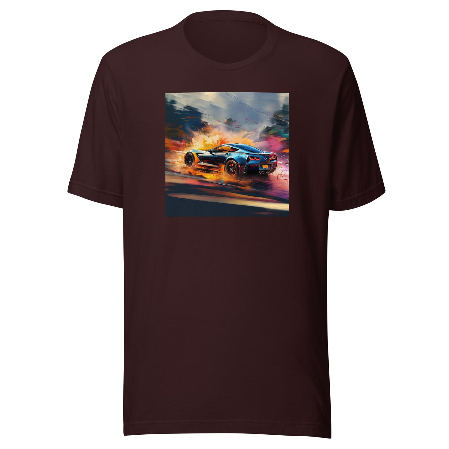 Colorful Corvette Men's Car T-Shirt Oxblood Black