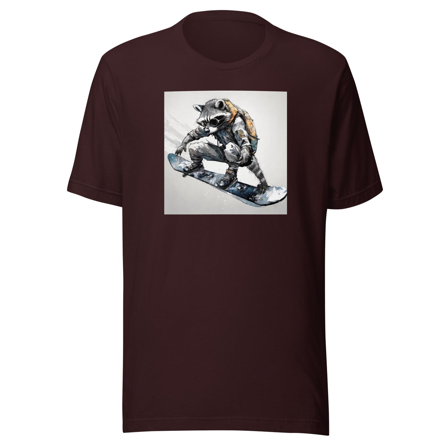 Raccoon Snowboarder Men's T-Shirt Oxblood Black