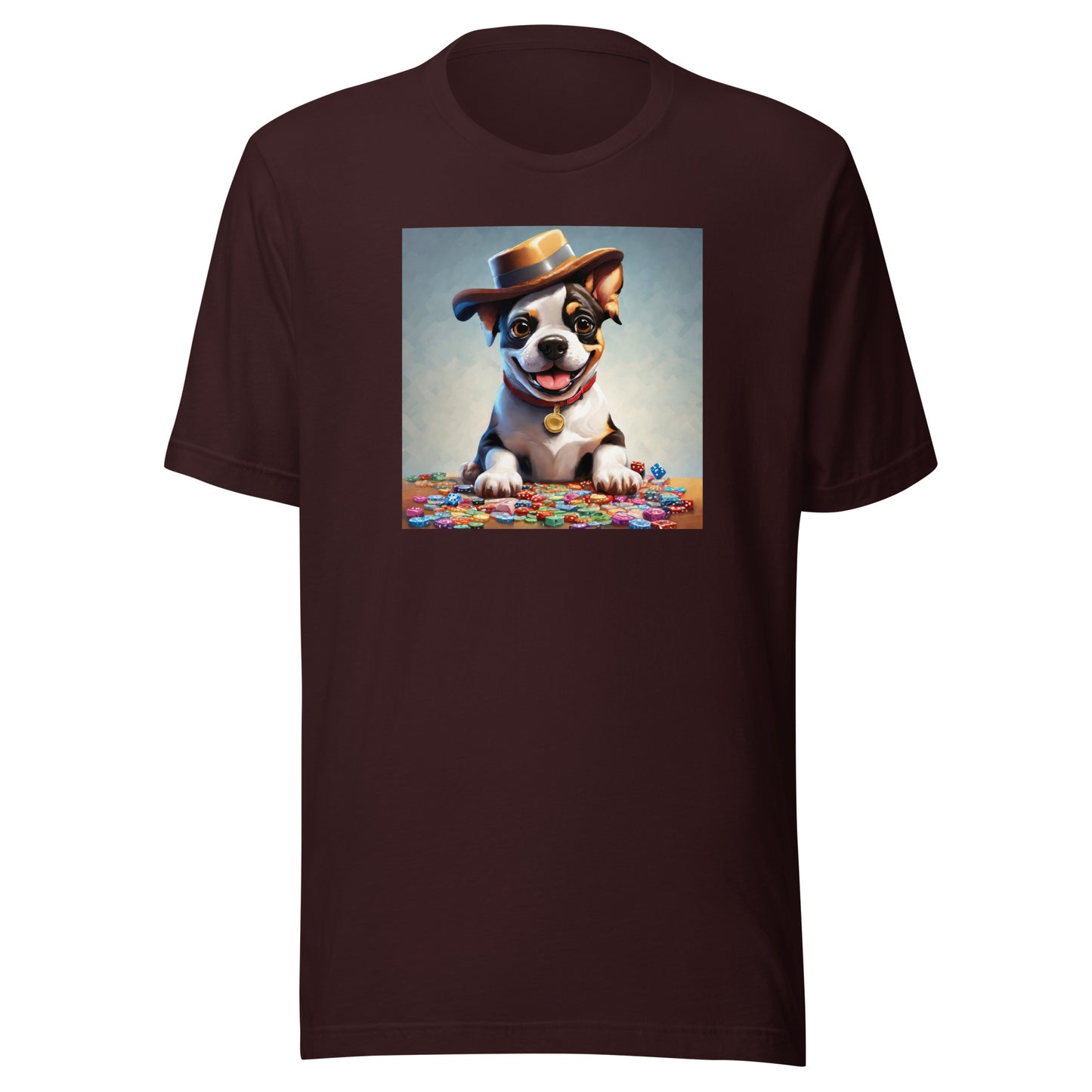 Lucky Dog Poker Night Men's T-Shirt Oxblood Black