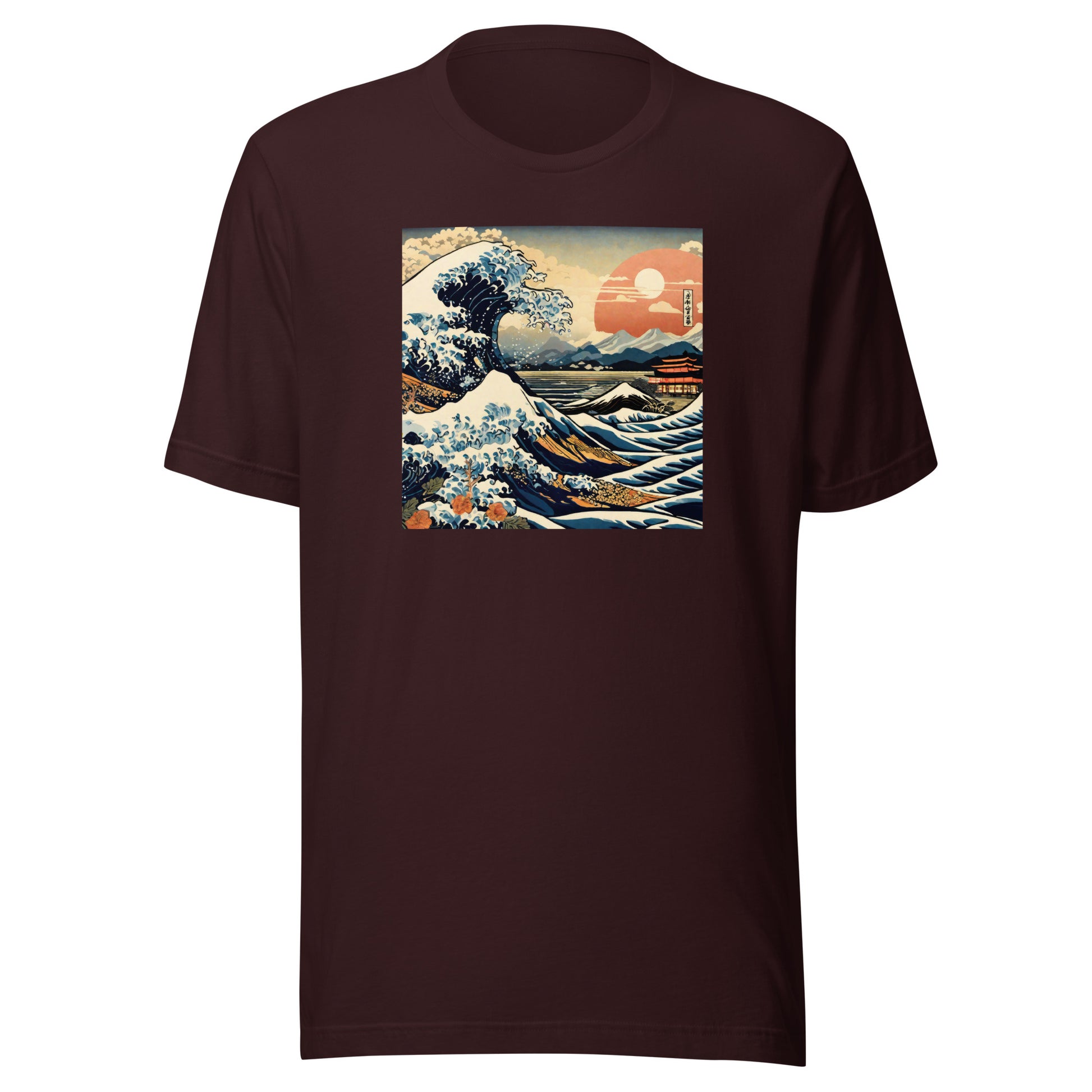 Ukiyo-e Wave Men's T-Shirt Oxblood Black