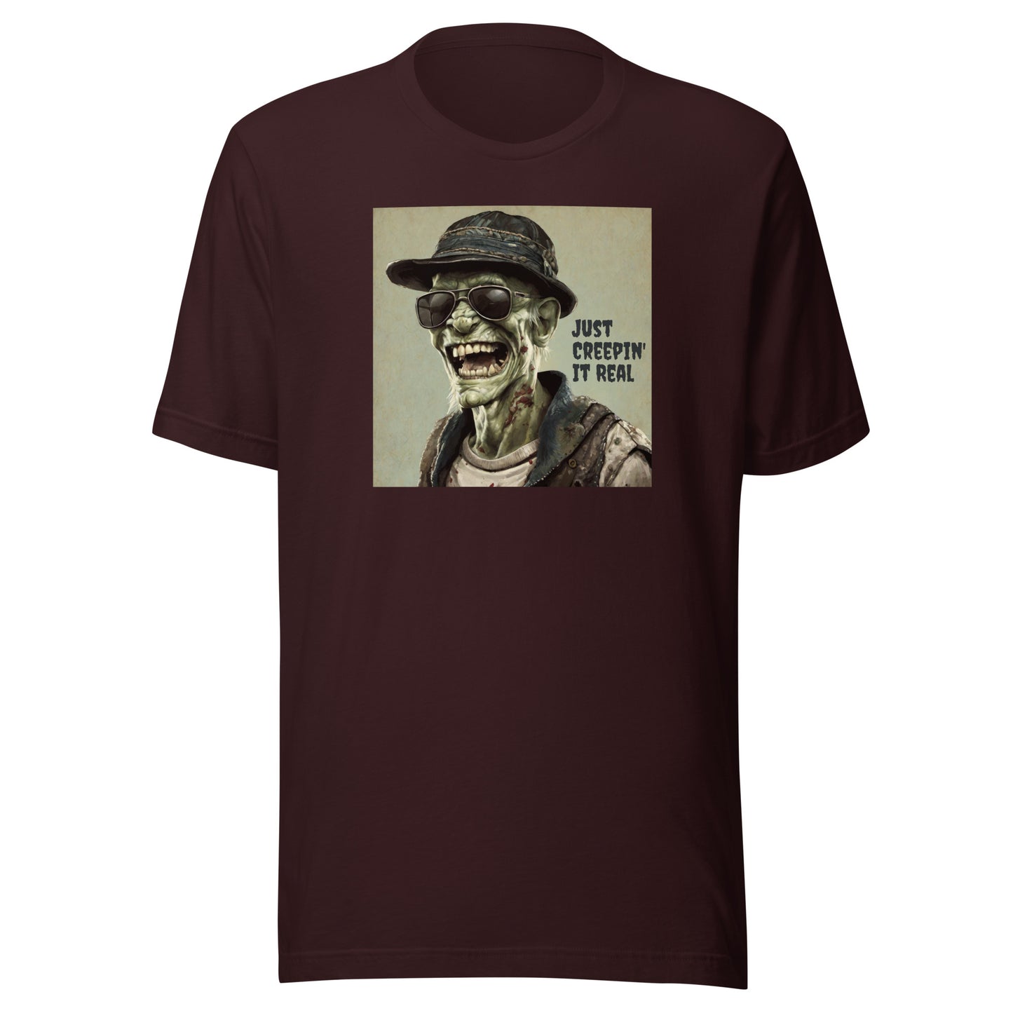 Just Creepin' It Real Men's Zombie T-Shirt for Halloween Oxblood Black