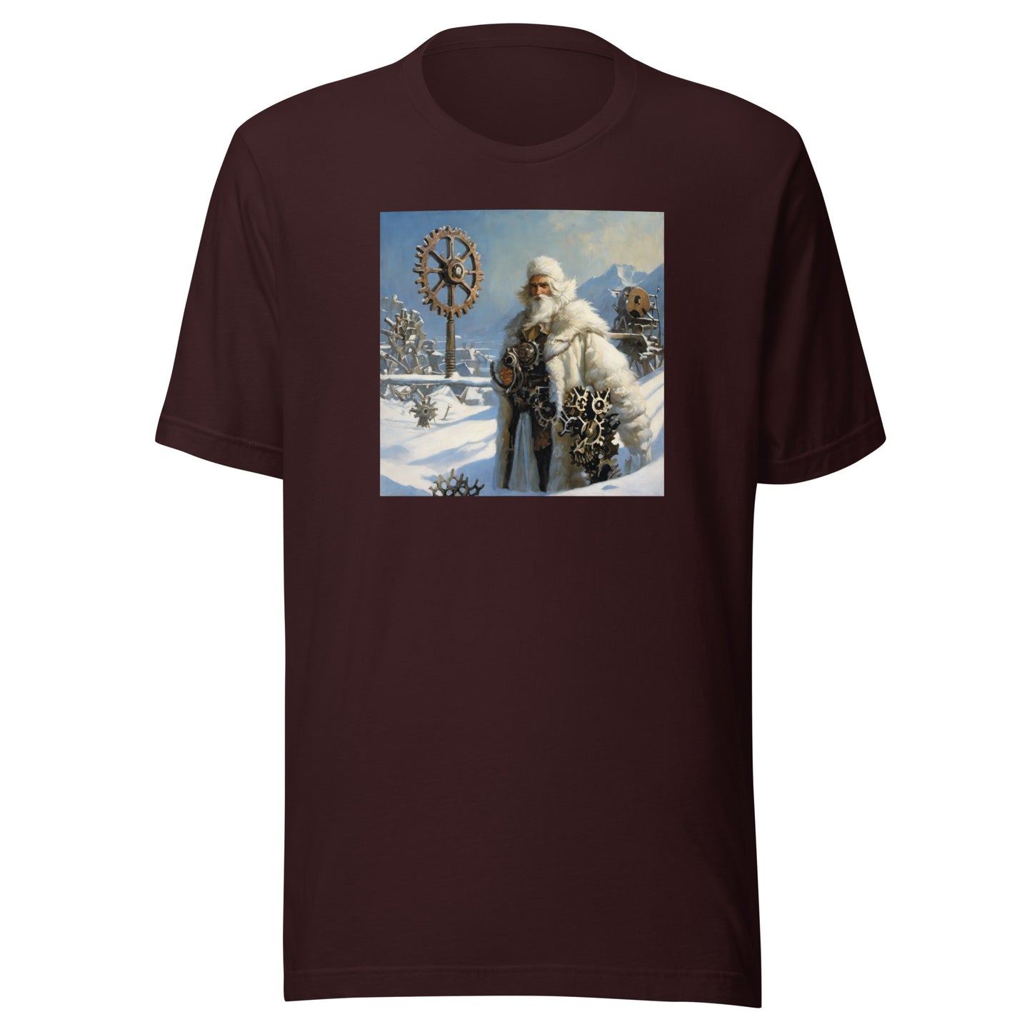 Frosty St Nick Santa Winter Christmas T-Shirt for Men Oxblood Black