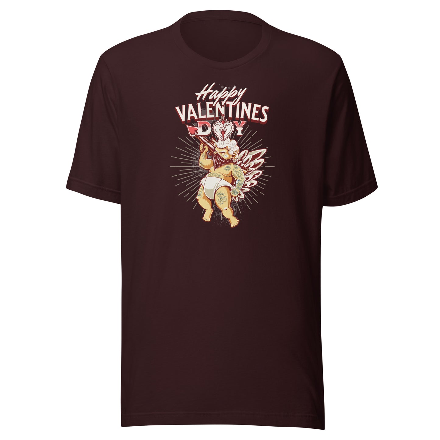 Inked Cupid Men's Valentine's Day T-Shirt Oxblood Black