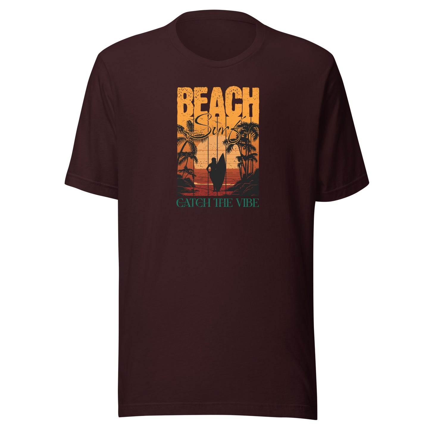 Catch the Beach Vibe Surfing Men's T-Shirt Oxblood Black