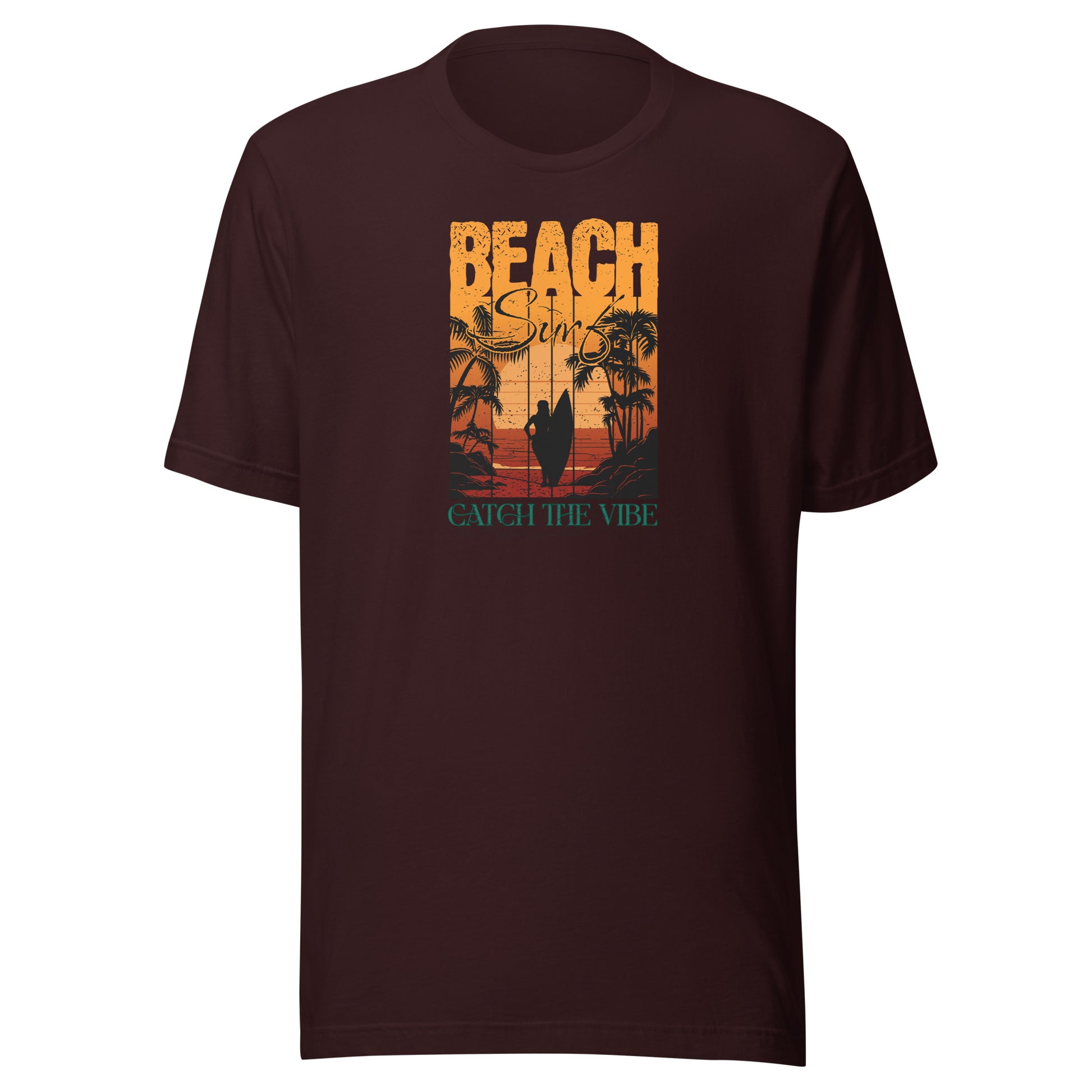 Catch the Beach Vibe Surfing Men's T-Shirt Oxblood Black