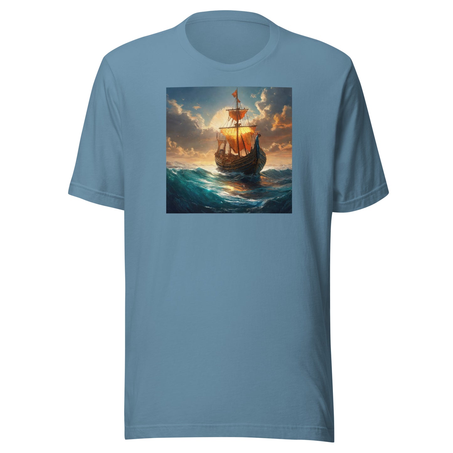 Sunset Ship Men's T-Shirt Steel Blue