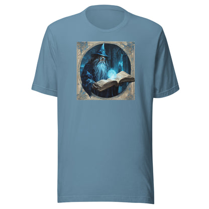 Wizard with Spell Book Men's T-Shirt Steel Blue