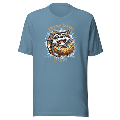 Raccoon Workout Men's Funny T-Shirt Steel Blue