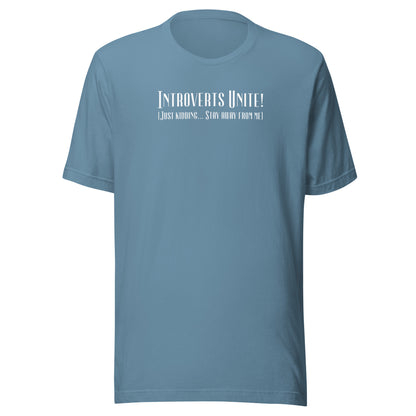 Introverts Unite Men's Funny T-Shirt Steel Blue