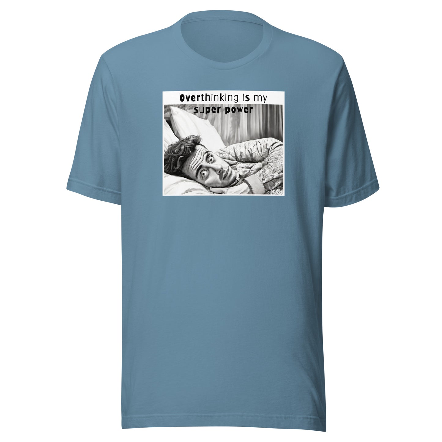 Overthinking Insomniac Men's Funny T-Shirt Steel Blue