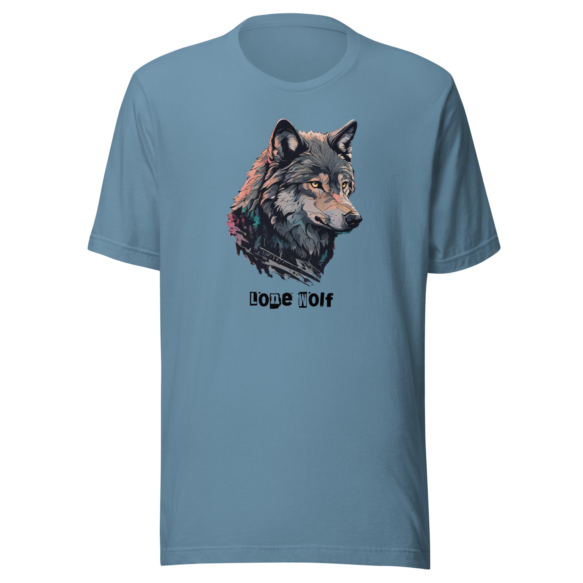 Lone Wolf Men's Funny T-Shirt Steel Blue